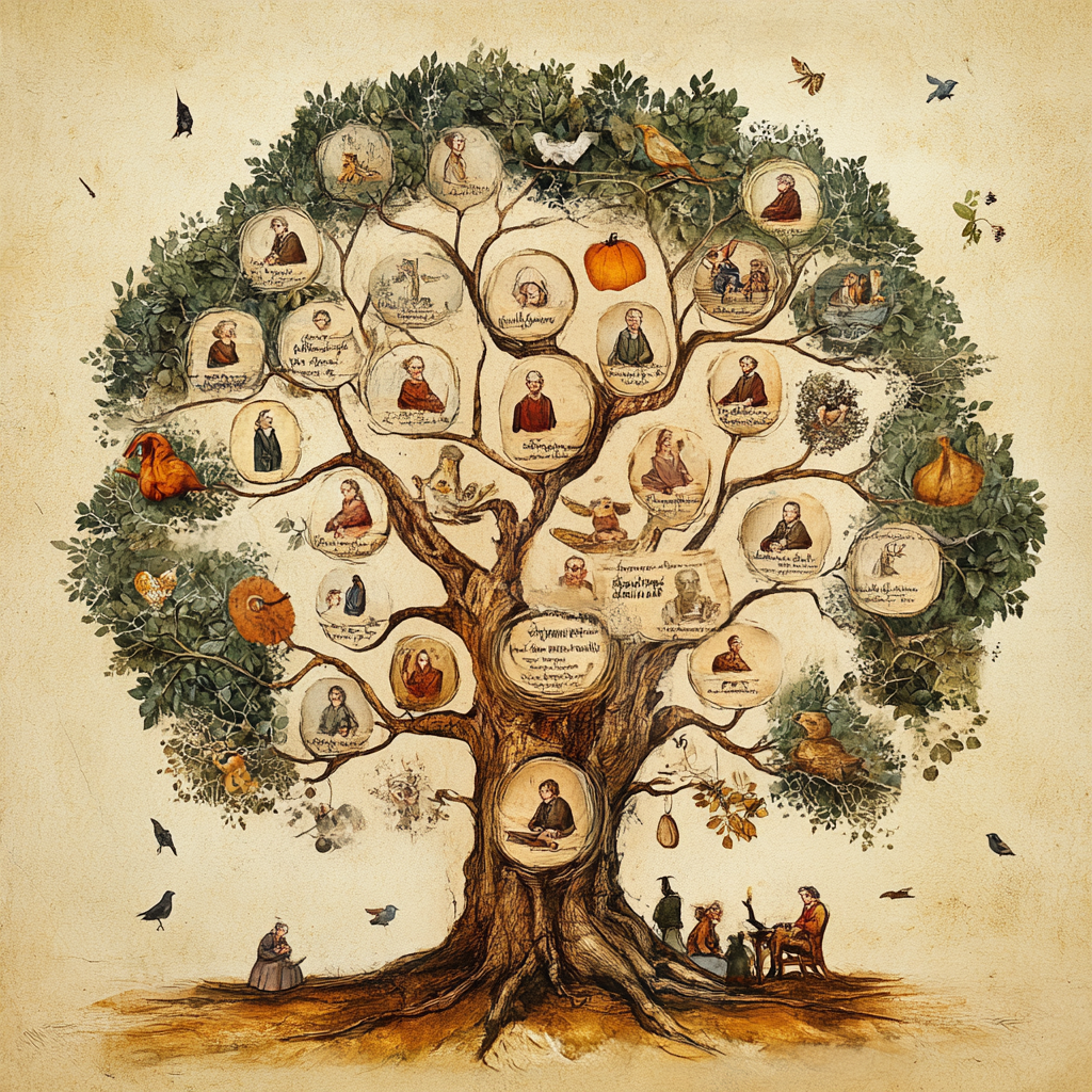 Ilustración de arbol familiar